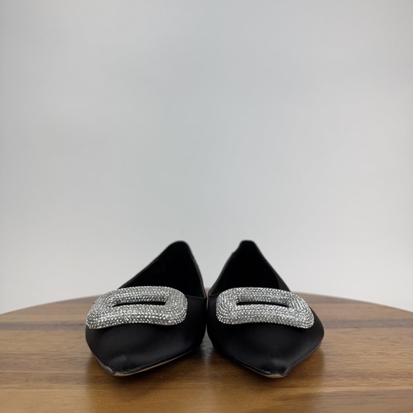 New NWOB Womens Steve Madden Tink Ballet Flats Pointed Black Satin Size 9 M - Picture 3 of 8